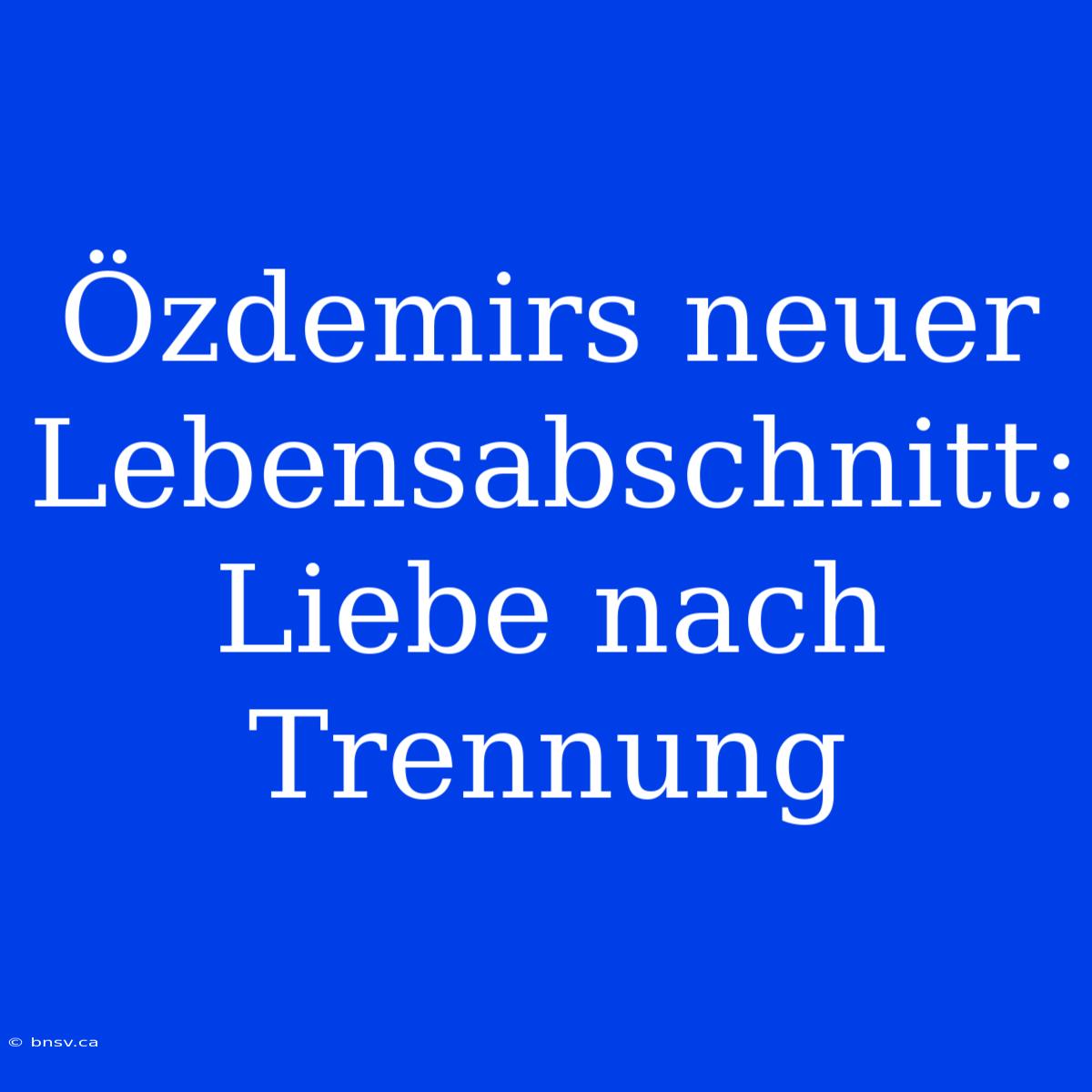 Özdemirs Neuer Lebensabschnitt: Liebe Nach Trennung