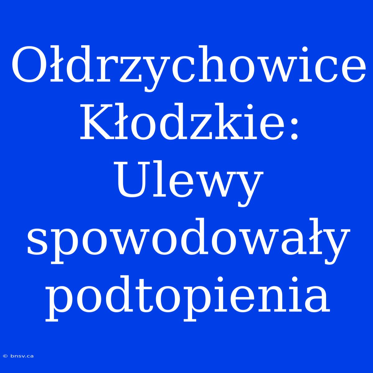 Ołdrzychowice Kłodzkie: Ulewy Spowodowały Podtopienia