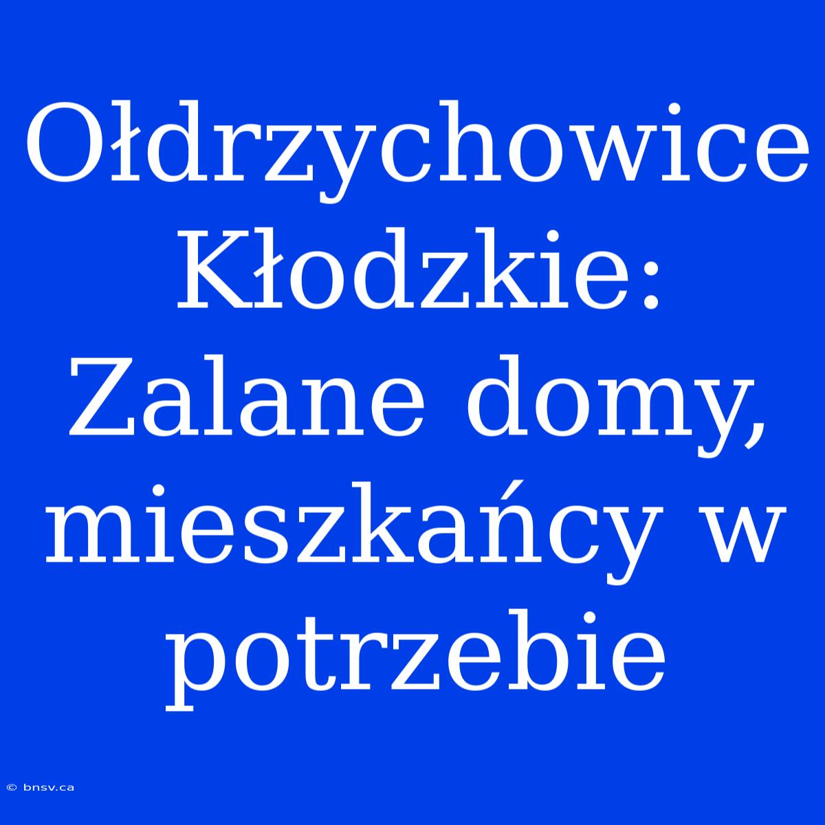 Ołdrzychowice Kłodzkie: Zalane Domy, Mieszkańcy W Potrzebie