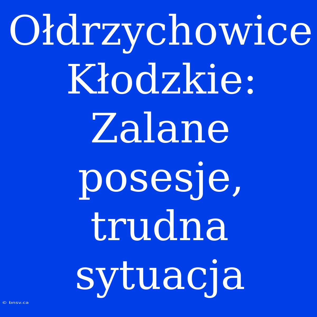 Ołdrzychowice Kłodzkie: Zalane Posesje, Trudna Sytuacja