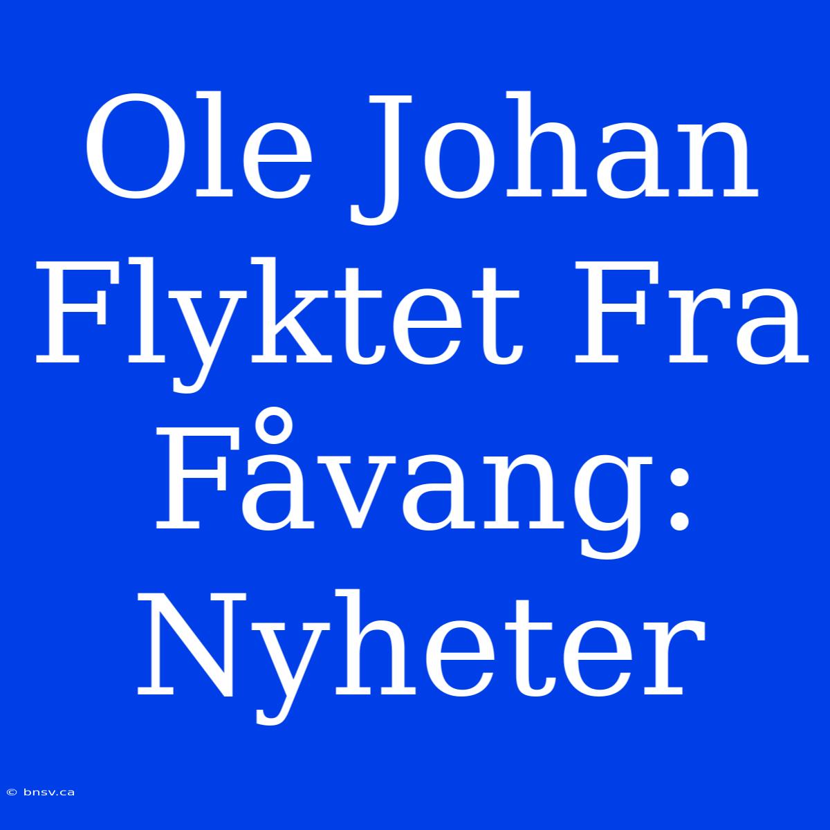 Ole Johan Flyktet Fra Fåvang: Nyheter