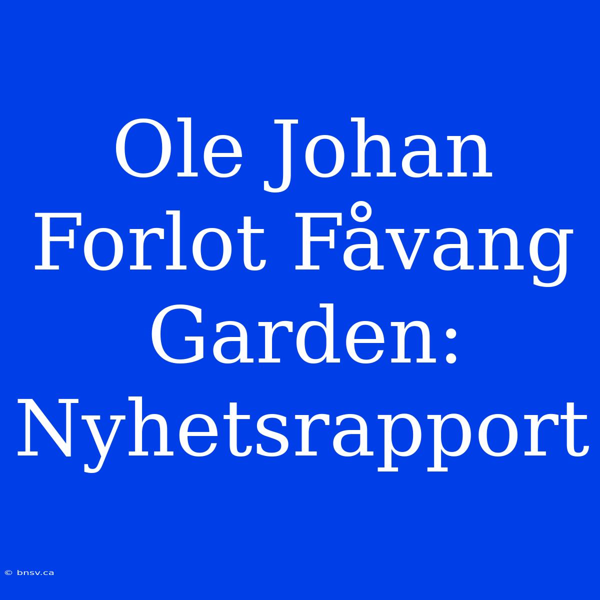 Ole Johan Forlot Fåvang Garden: Nyhetsrapport