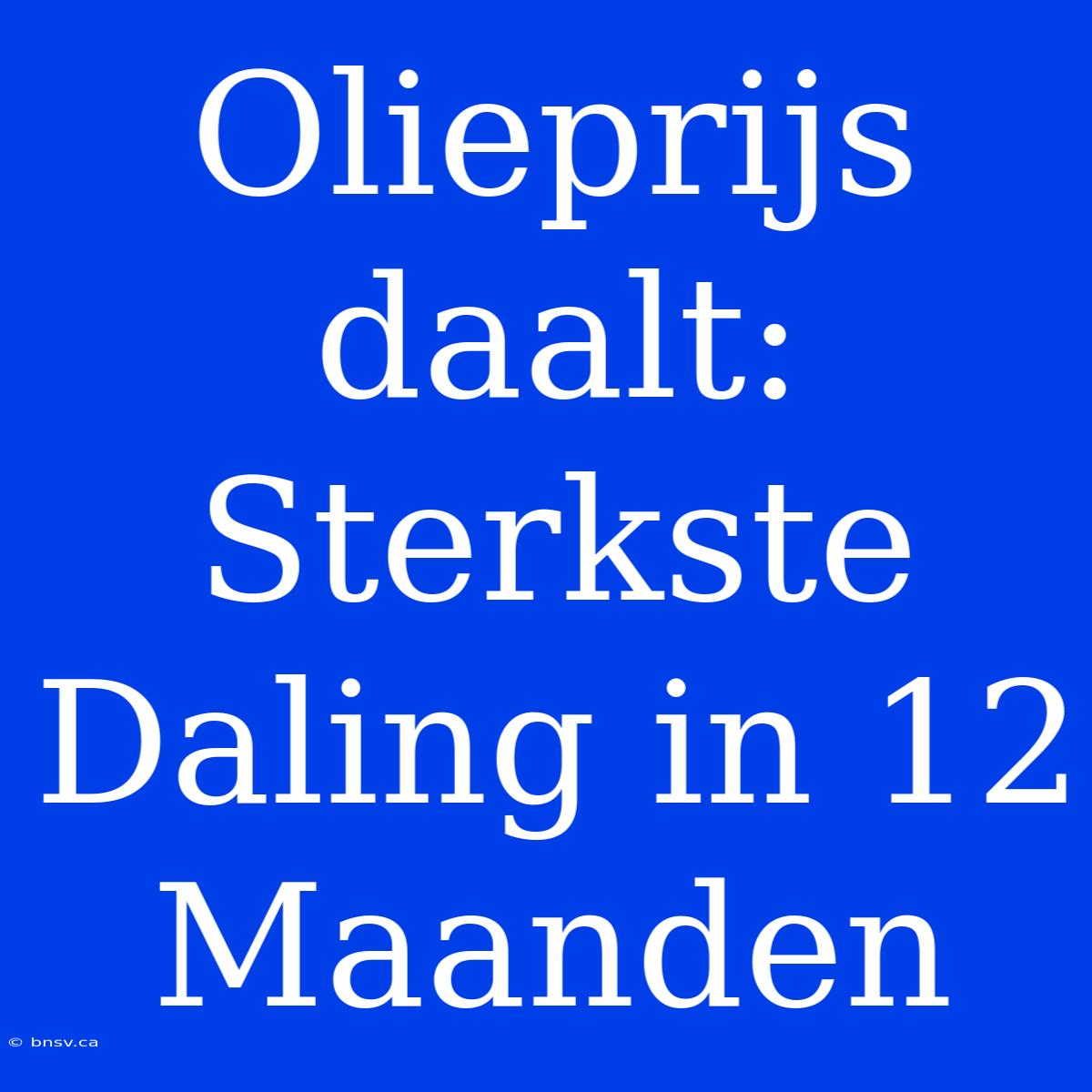 Olieprijs Daalt: Sterkste Daling In 12 Maanden