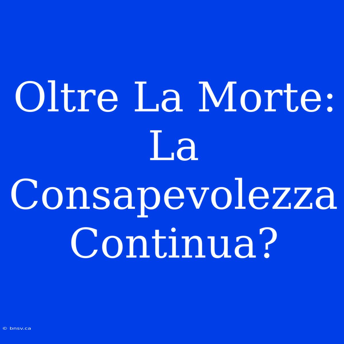 Oltre La Morte: La Consapevolezza Continua?