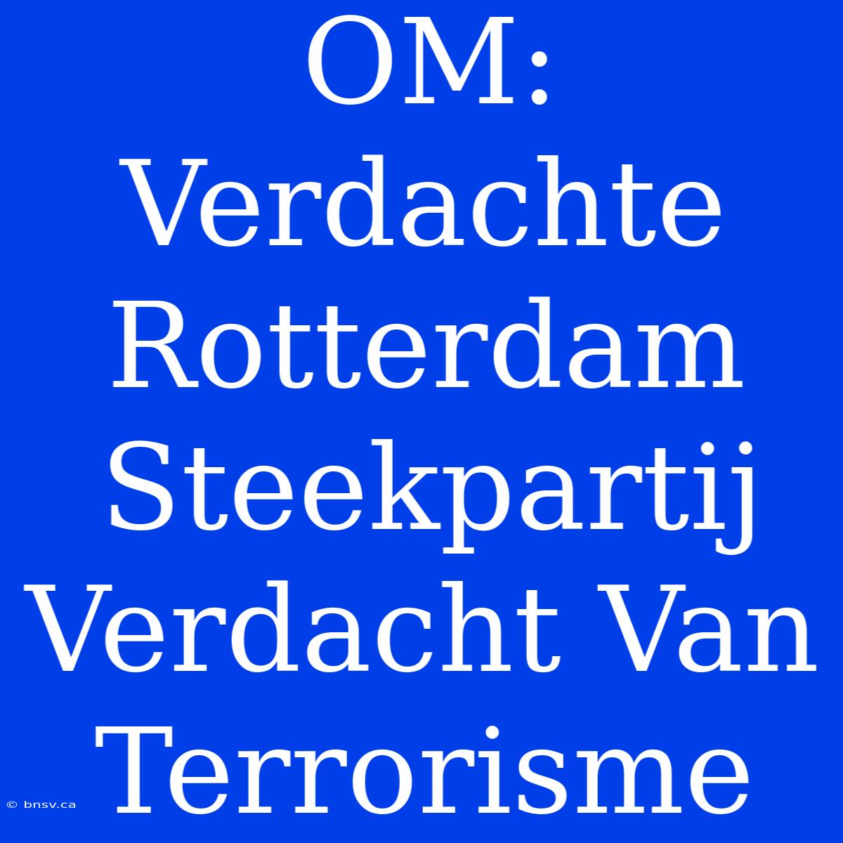 OM: Verdachte Rotterdam Steekpartij Verdacht Van Terrorisme