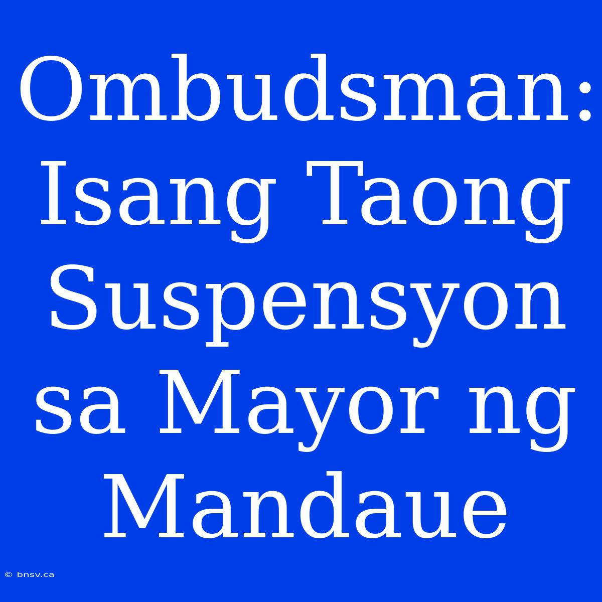 Ombudsman: Isang Taong Suspensyon Sa Mayor Ng Mandaue