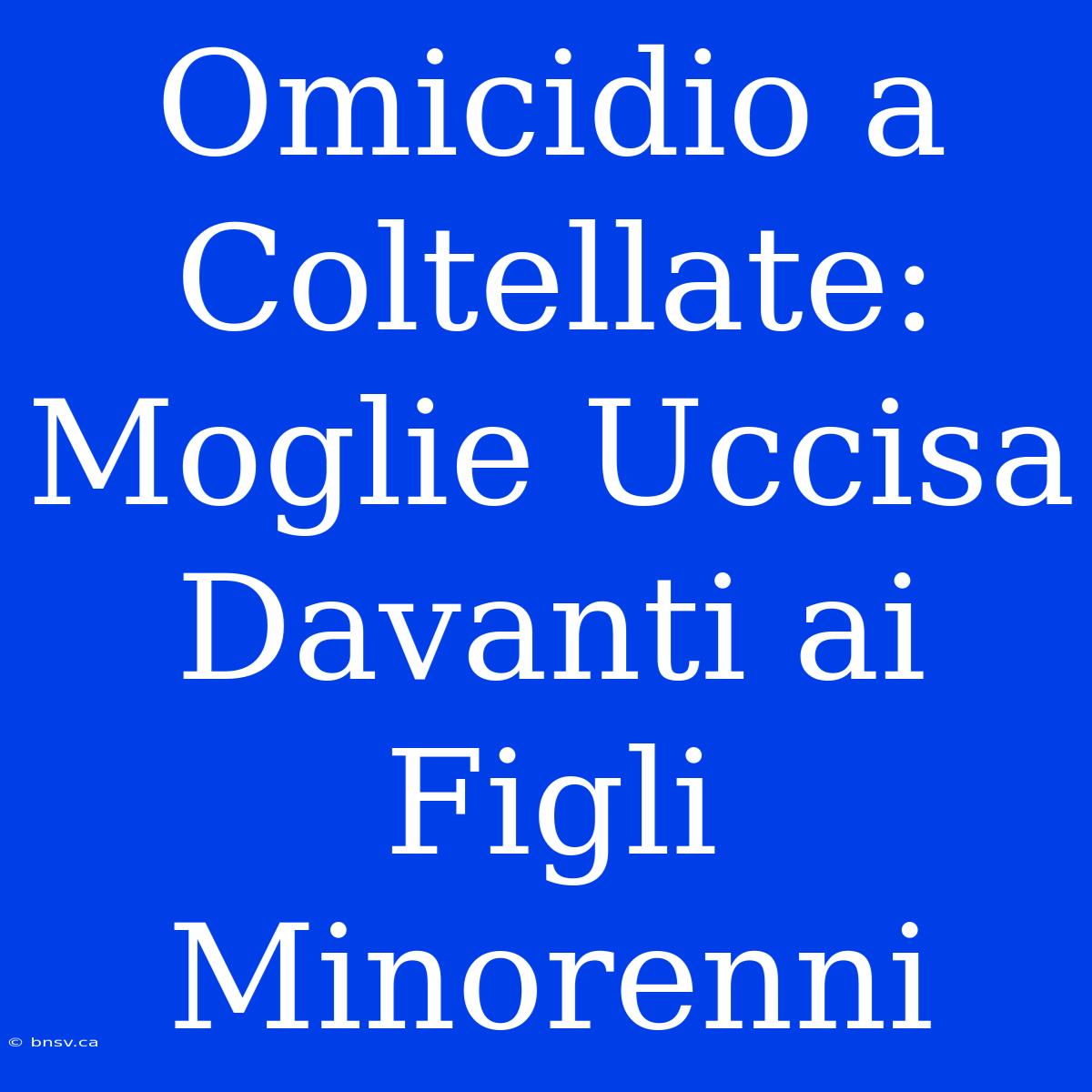 Omicidio A Coltellate: Moglie Uccisa Davanti Ai Figli Minorenni