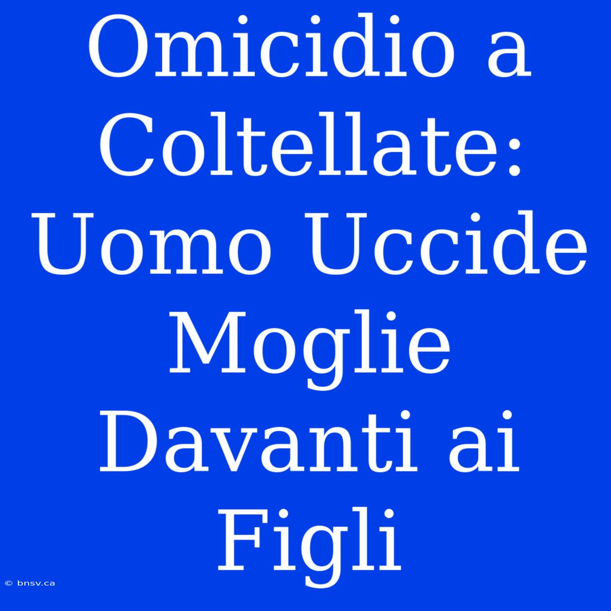 Omicidio A Coltellate: Uomo Uccide Moglie Davanti Ai Figli