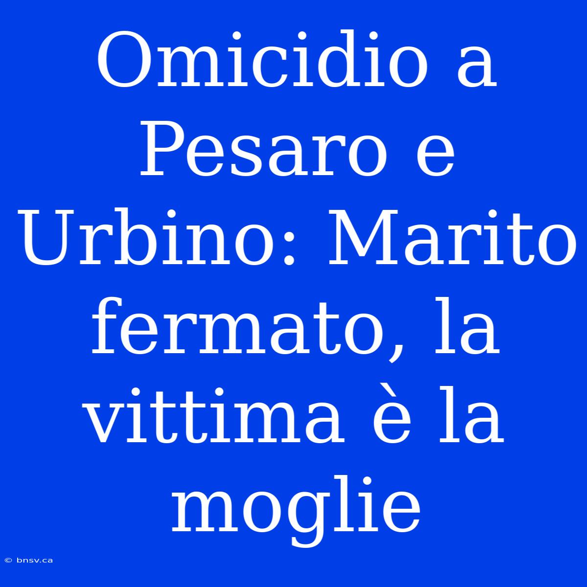 Omicidio A Pesaro E Urbino: Marito Fermato, La Vittima È La Moglie