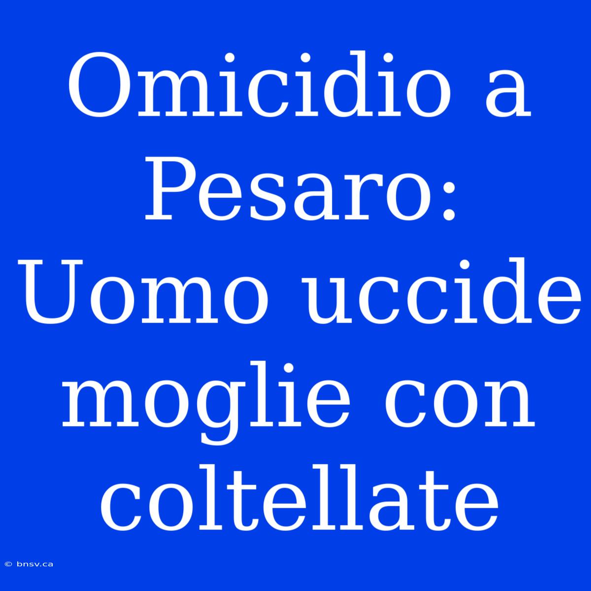 Omicidio A Pesaro: Uomo Uccide Moglie Con Coltellate