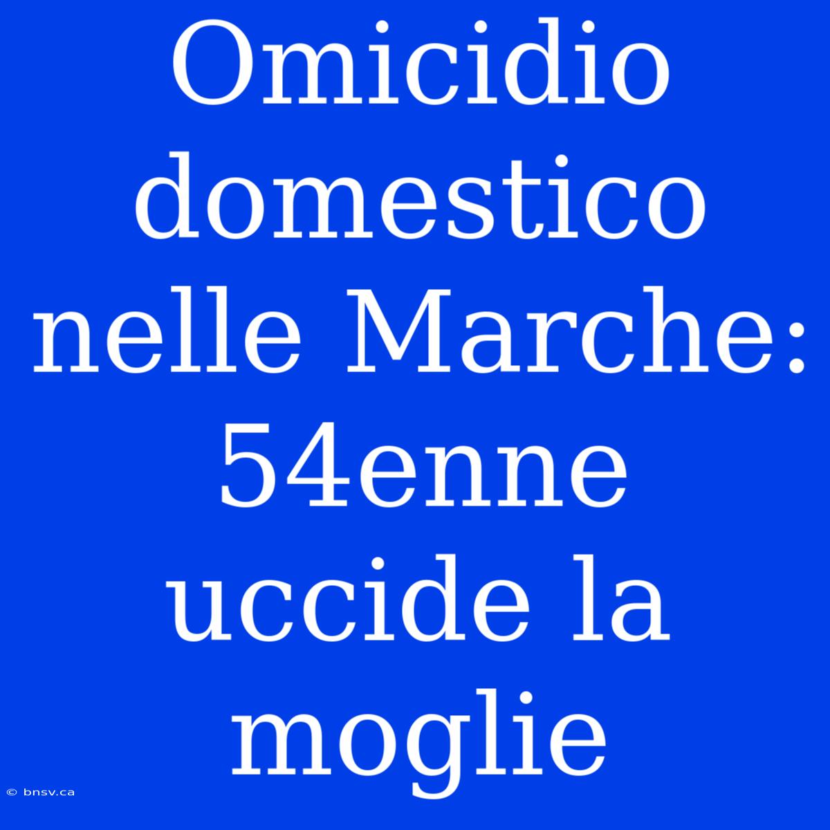 Omicidio Domestico Nelle Marche: 54enne Uccide La Moglie