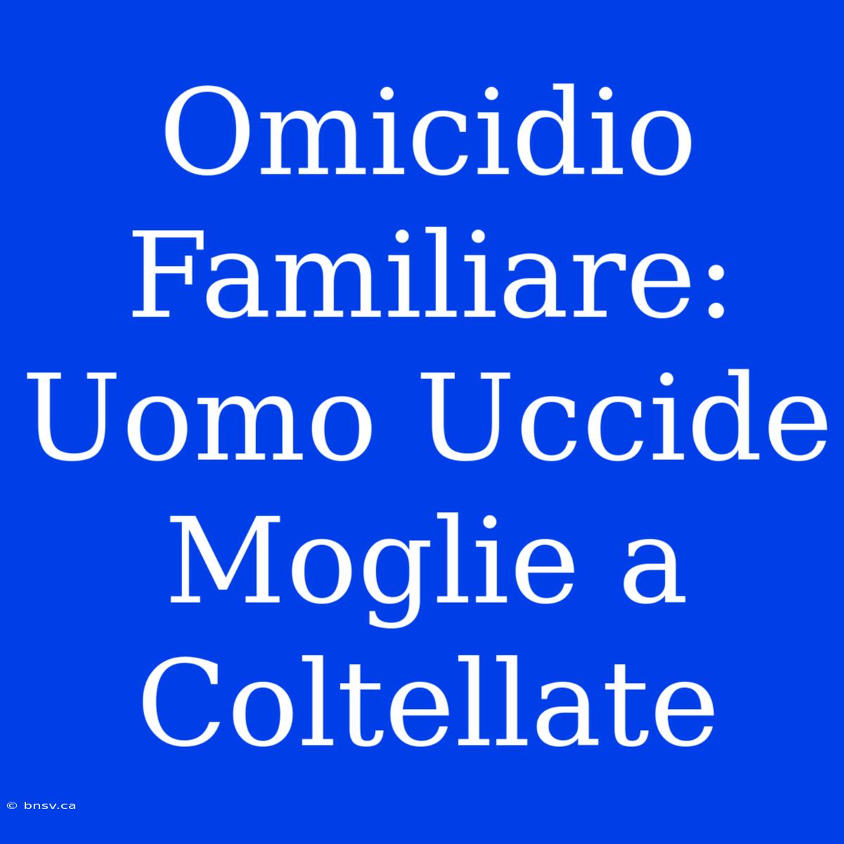 Omicidio Familiare: Uomo Uccide Moglie A Coltellate