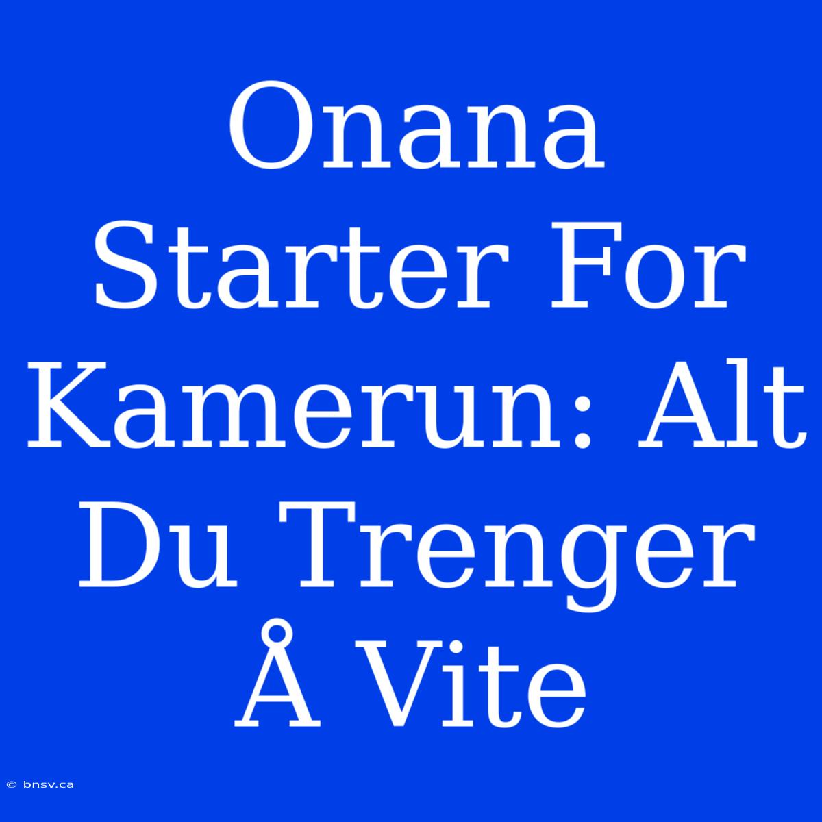 Onana Starter For Kamerun: Alt Du Trenger Å Vite