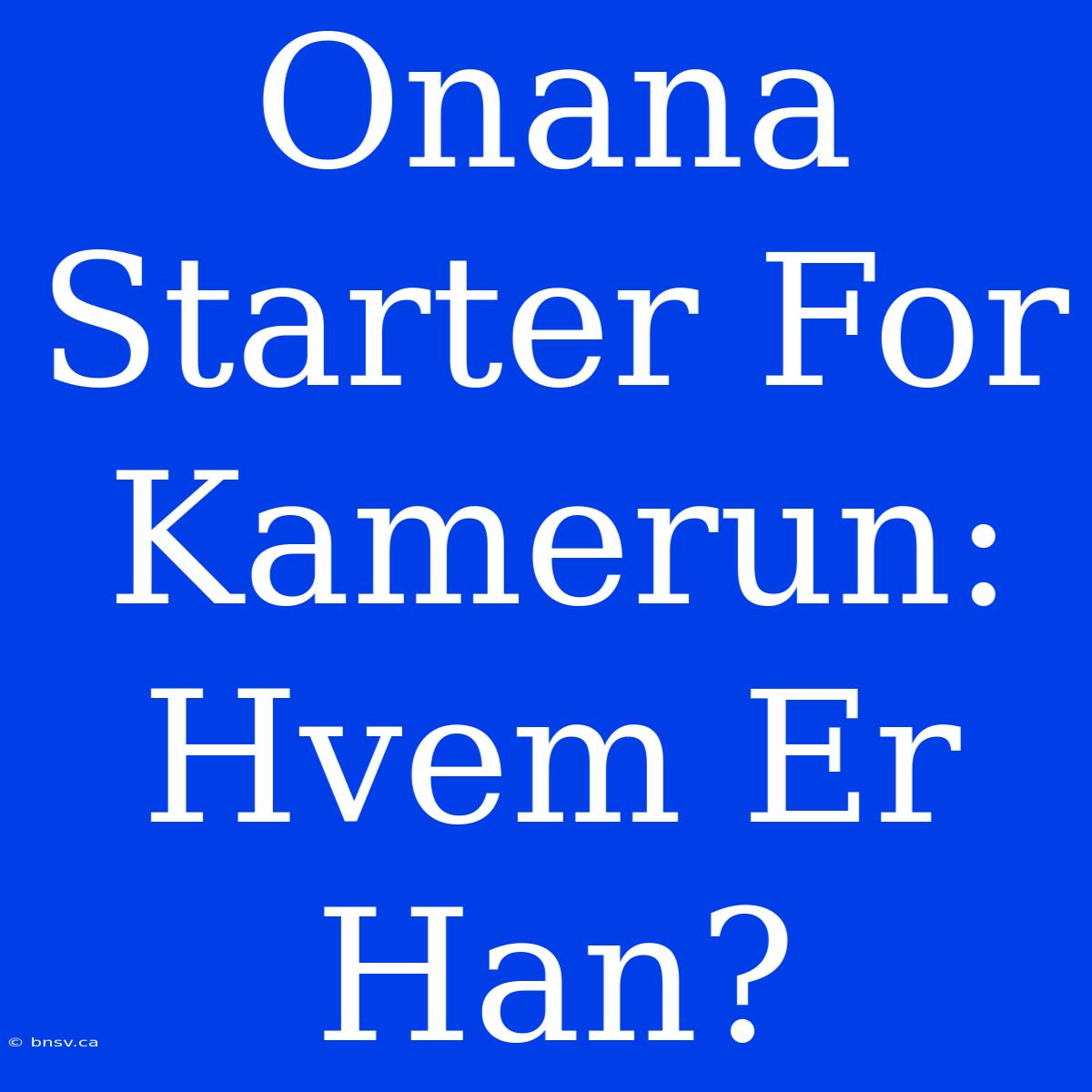 Onana Starter For Kamerun: Hvem Er Han?