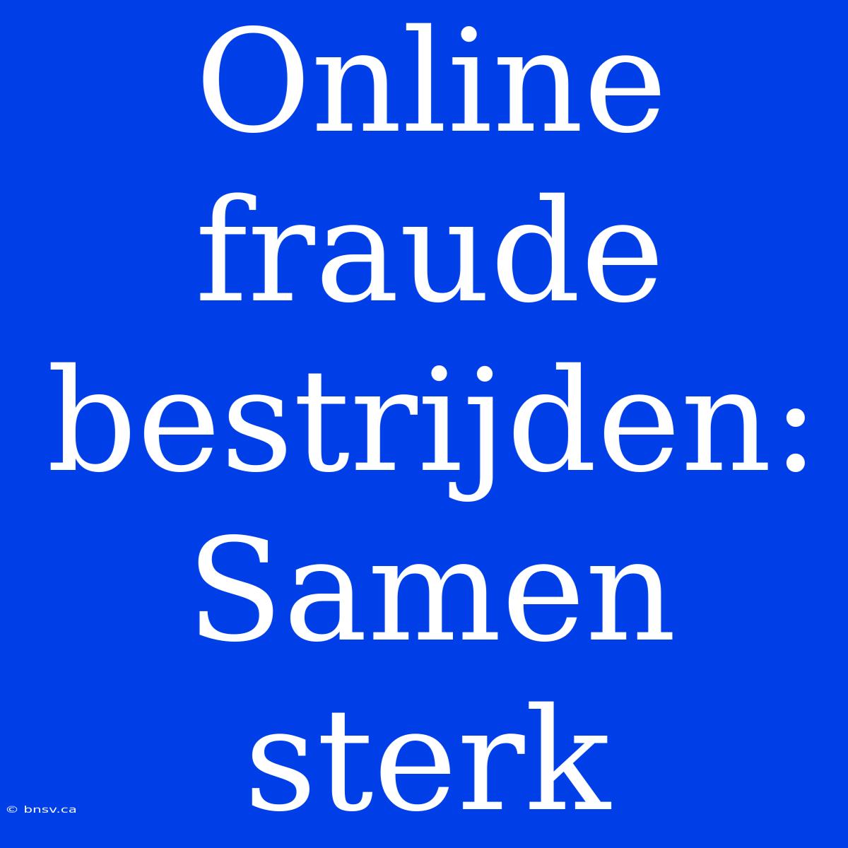 Online Fraude Bestrijden: Samen Sterk