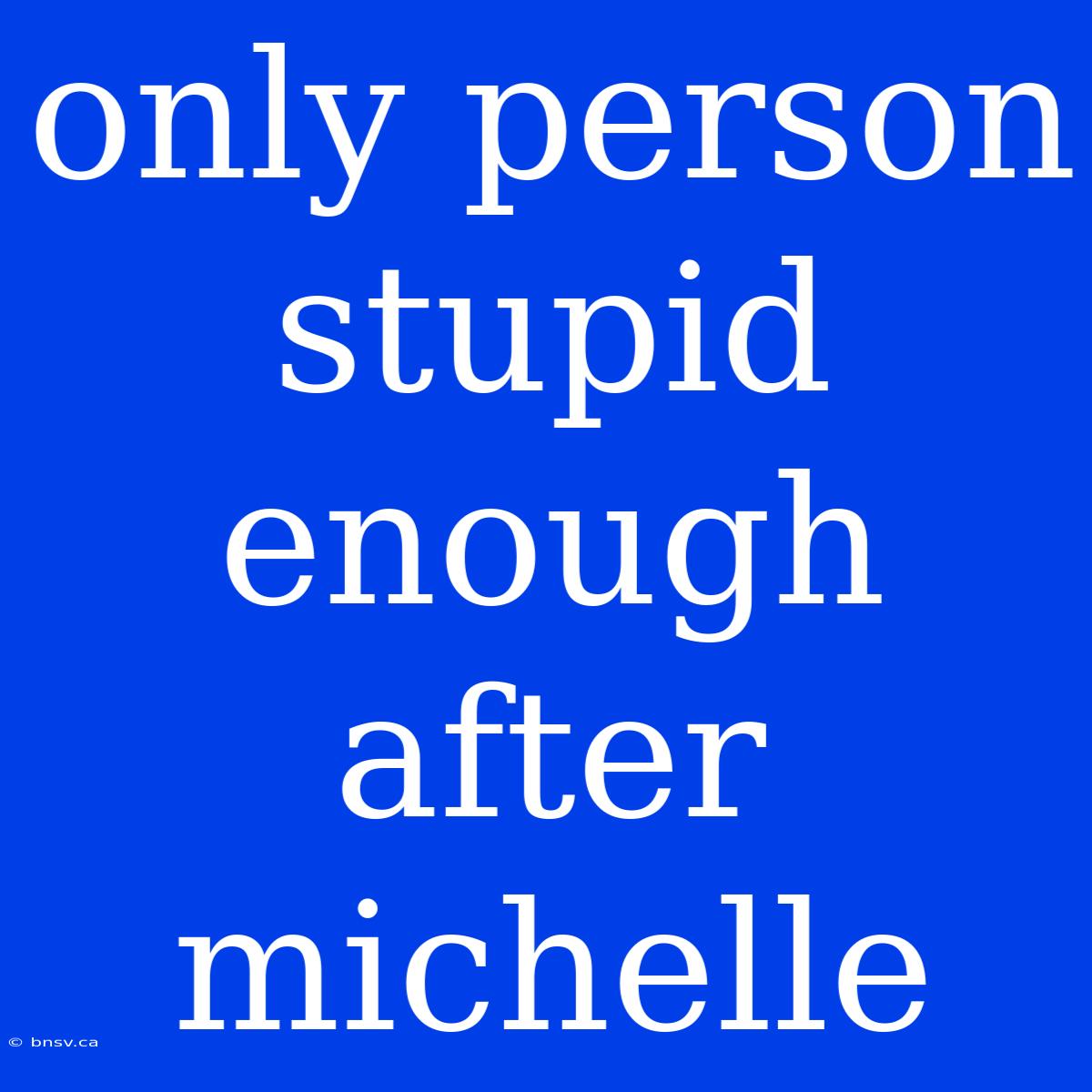 Only Person Stupid Enough After Michelle