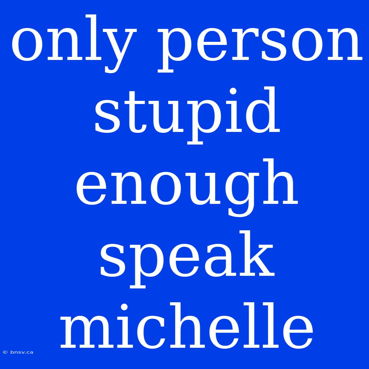 Only Person Stupid Enough Speak Michelle