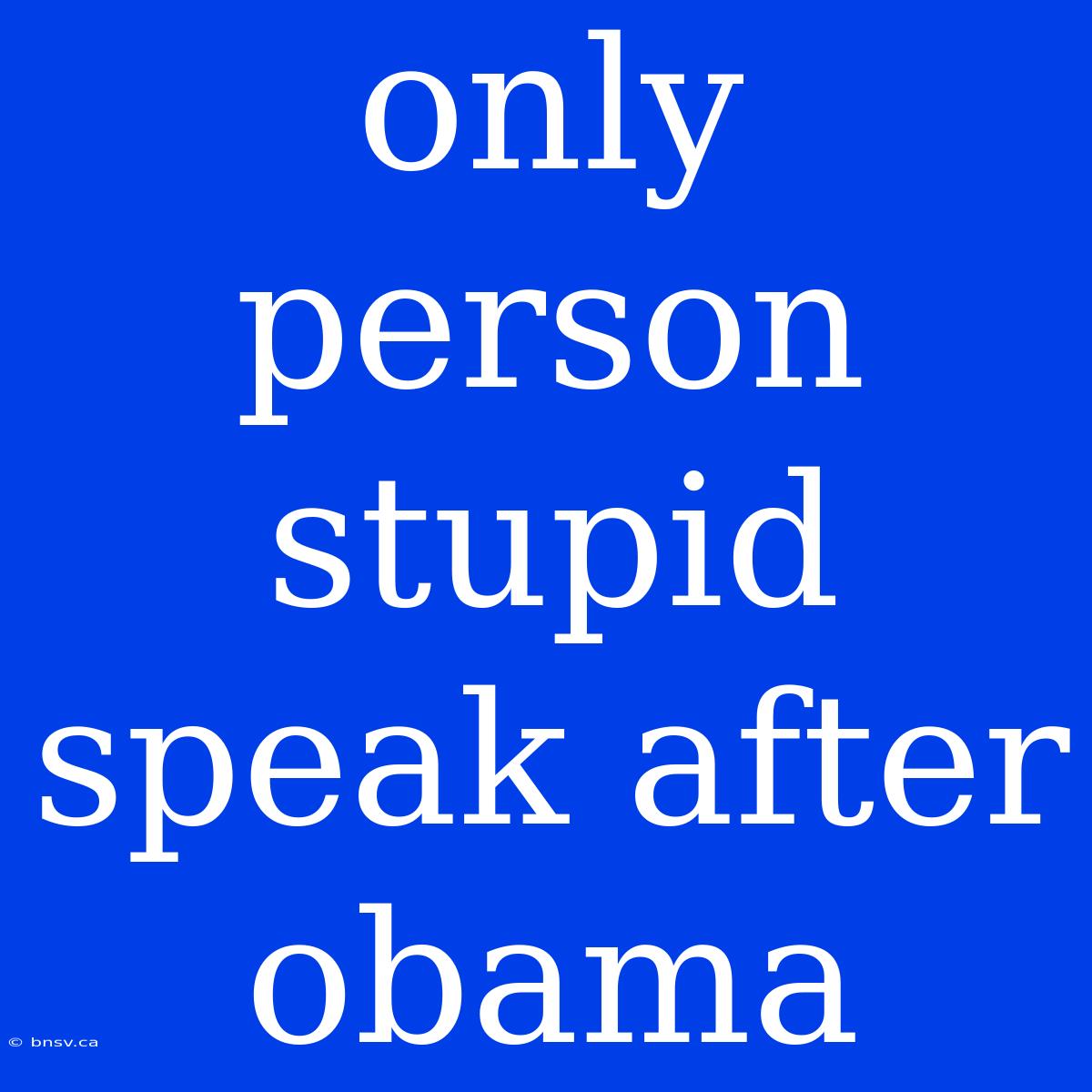 Only Person Stupid Speak After Obama