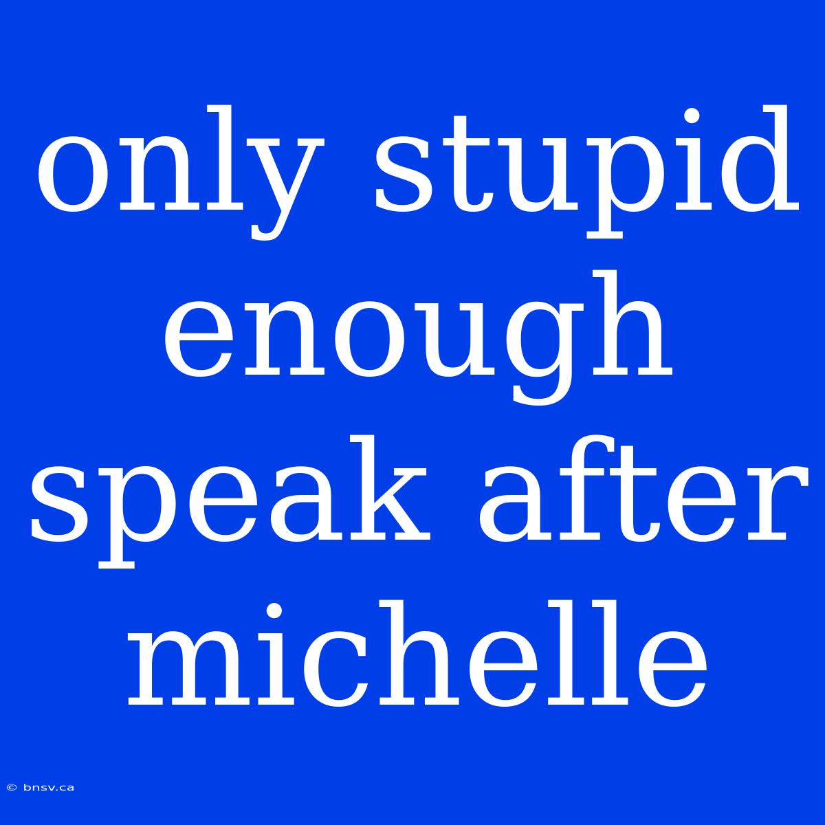 Only Stupid Enough Speak After Michelle