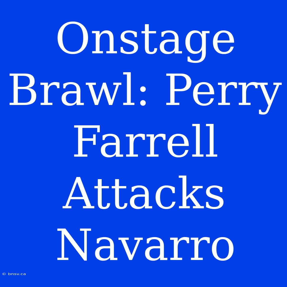 Onstage Brawl: Perry Farrell Attacks Navarro