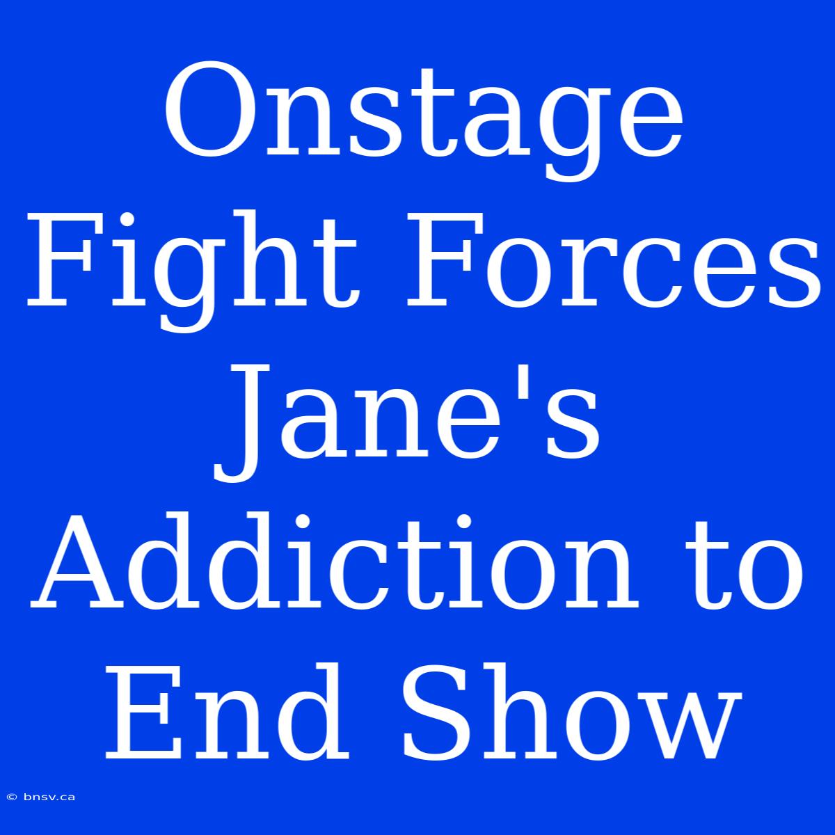 Onstage Fight Forces Jane's Addiction To End Show