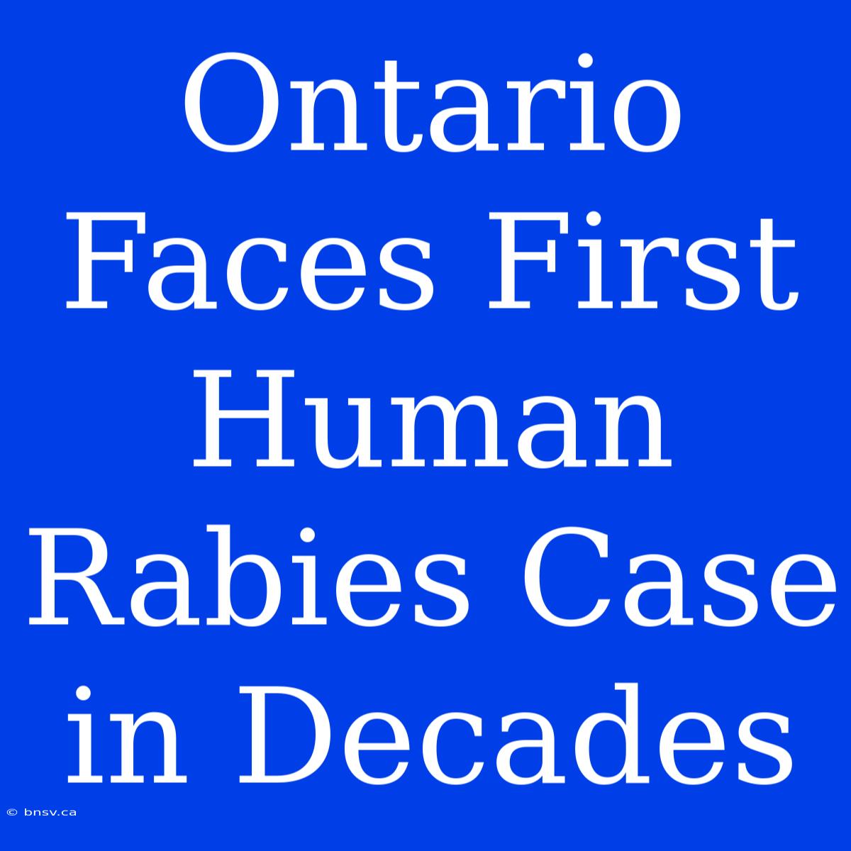 Ontario Faces First Human Rabies Case In Decades