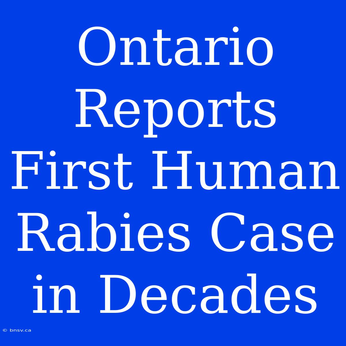 Ontario Reports First Human Rabies Case In Decades