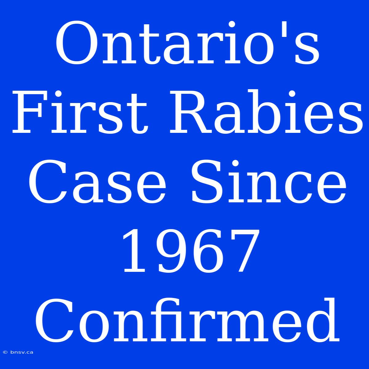 Ontario's First Rabies Case Since 1967 Confirmed