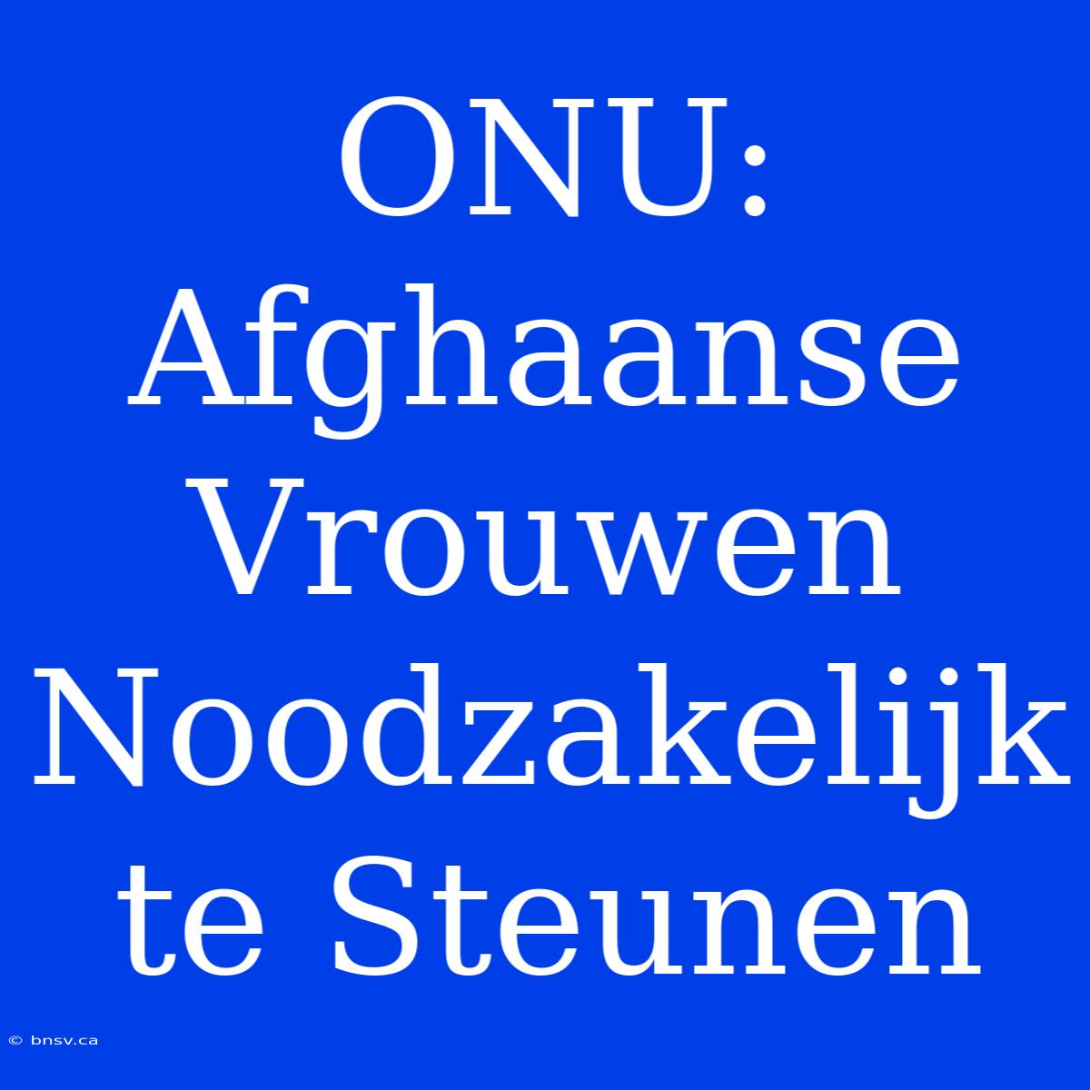 ONU: Afghaanse Vrouwen Noodzakelijk Te Steunen