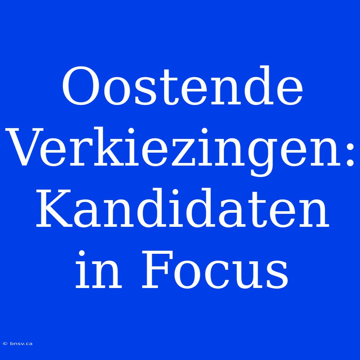 Oostende Verkiezingen: Kandidaten In Focus