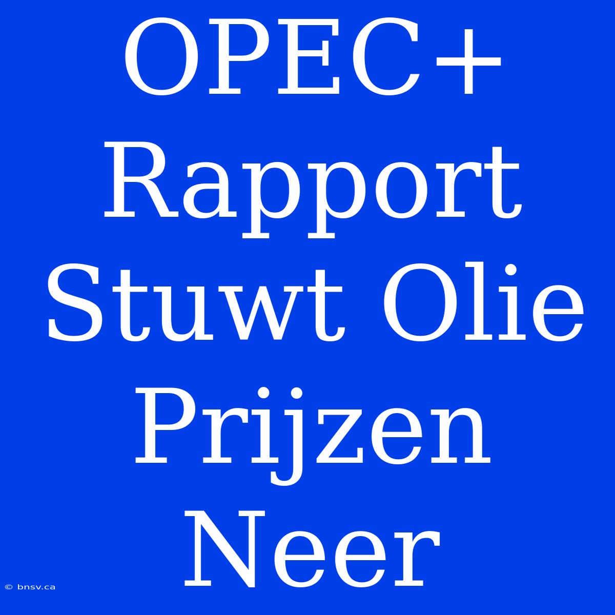 OPEC+ Rapport Stuwt Olie Prijzen Neer