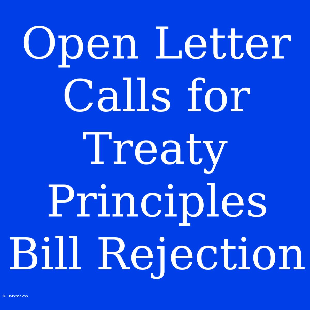 Open Letter Calls For Treaty Principles Bill Rejection