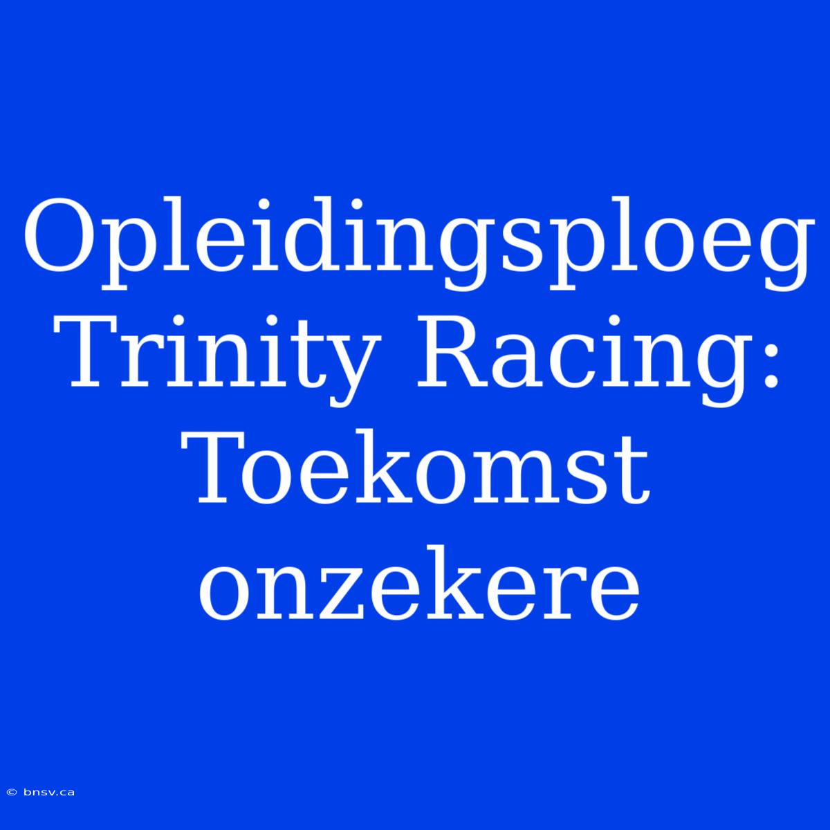 Opleidingsploeg Trinity Racing: Toekomst Onzekere