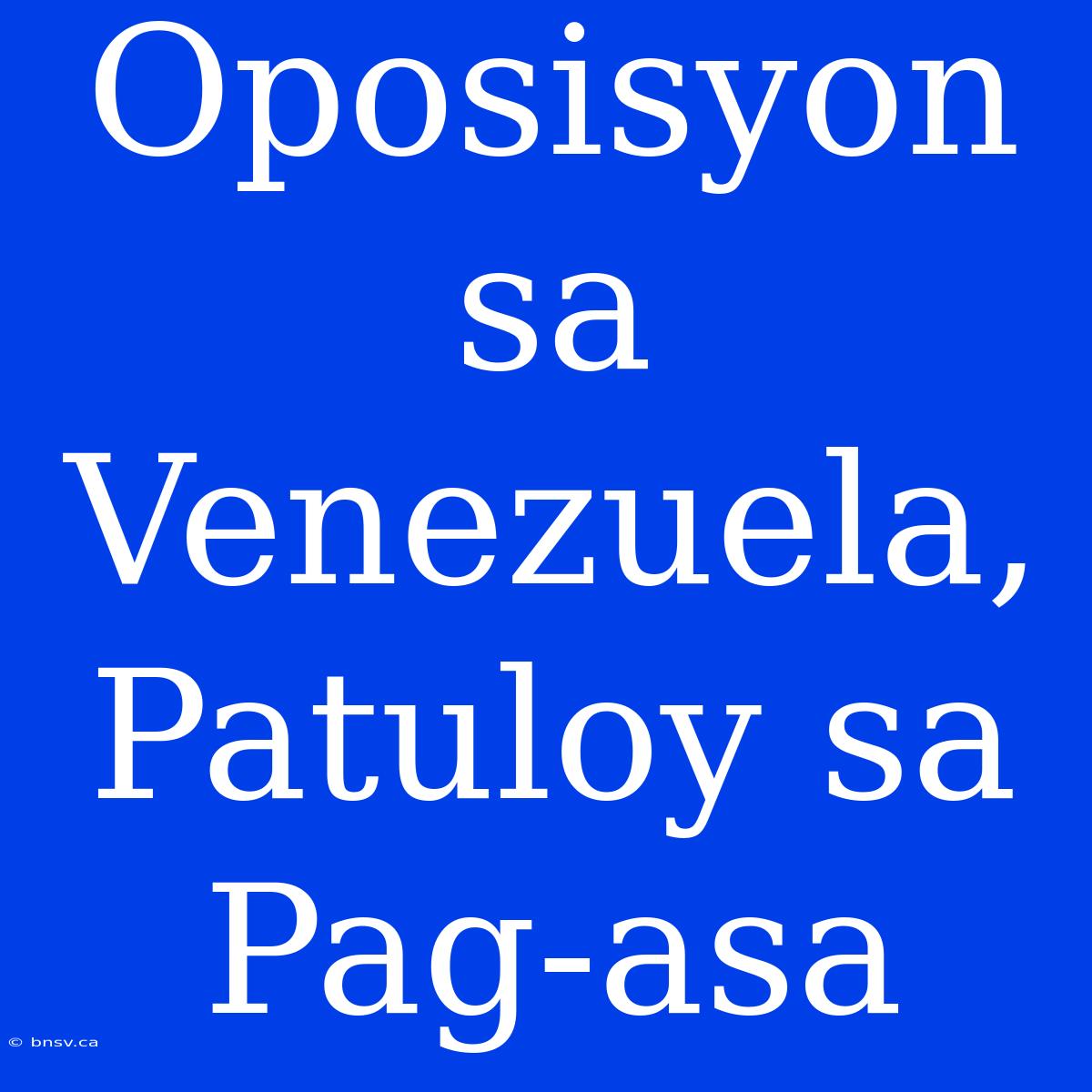 Oposisyon Sa Venezuela, Patuloy Sa Pag-asa