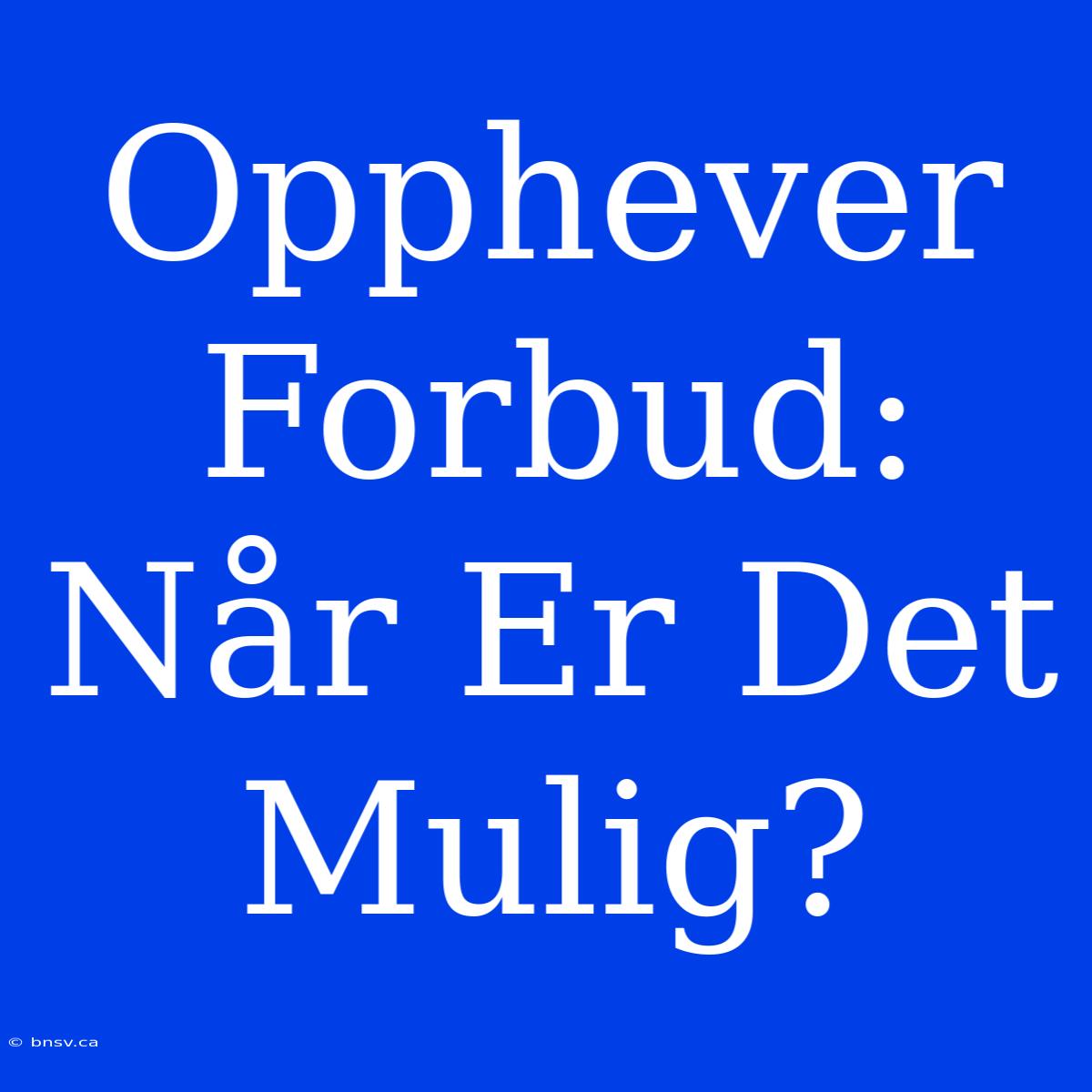 Opphever Forbud: Når Er Det Mulig?