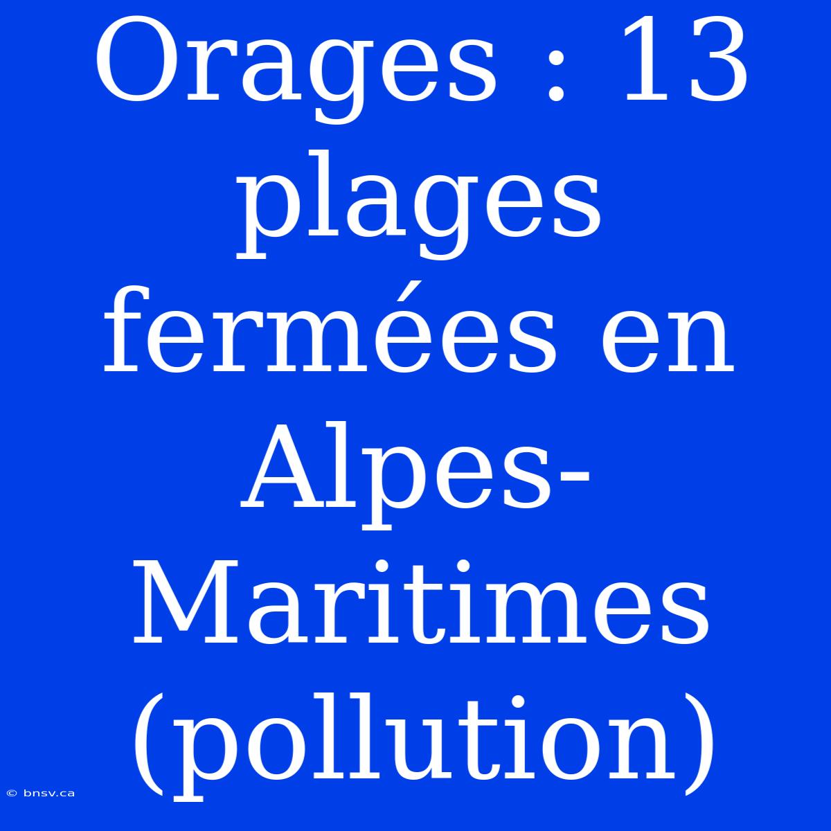 Orages : 13 Plages Fermées En Alpes-Maritimes (pollution)