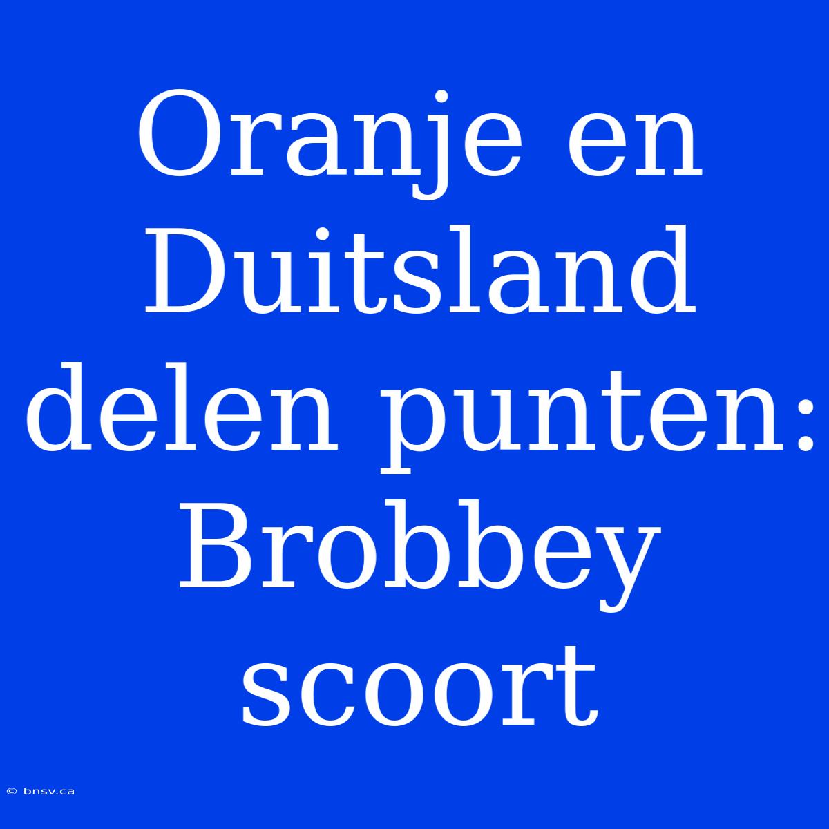 Oranje En Duitsland Delen Punten: Brobbey Scoort