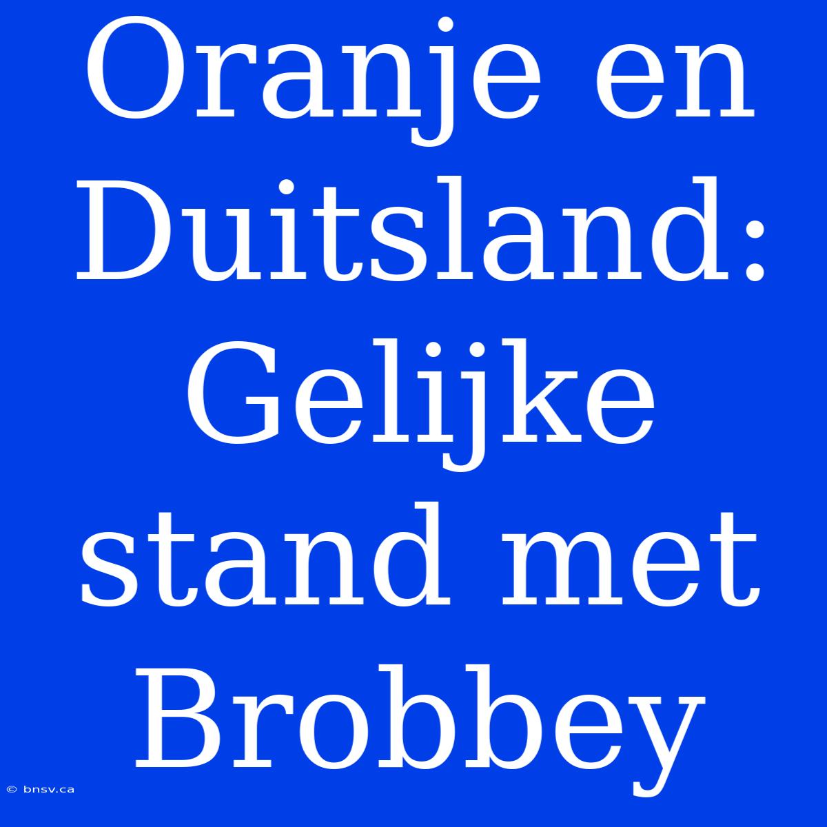 Oranje En Duitsland: Gelijke Stand Met Brobbey