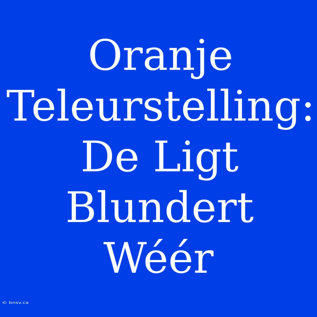 Oranje Teleurstelling: De Ligt Blundert Wéér