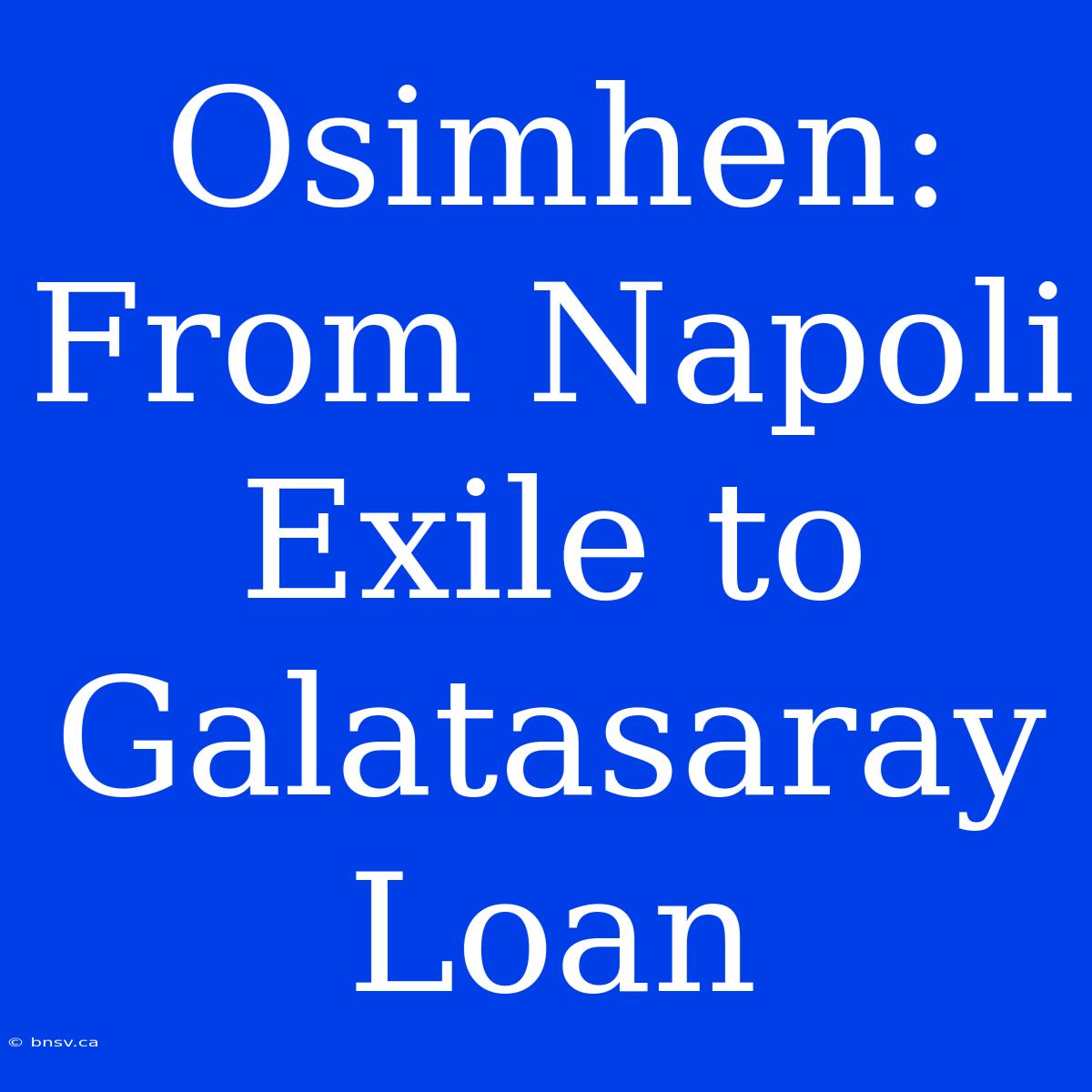 Osimhen: From Napoli Exile To Galatasaray Loan