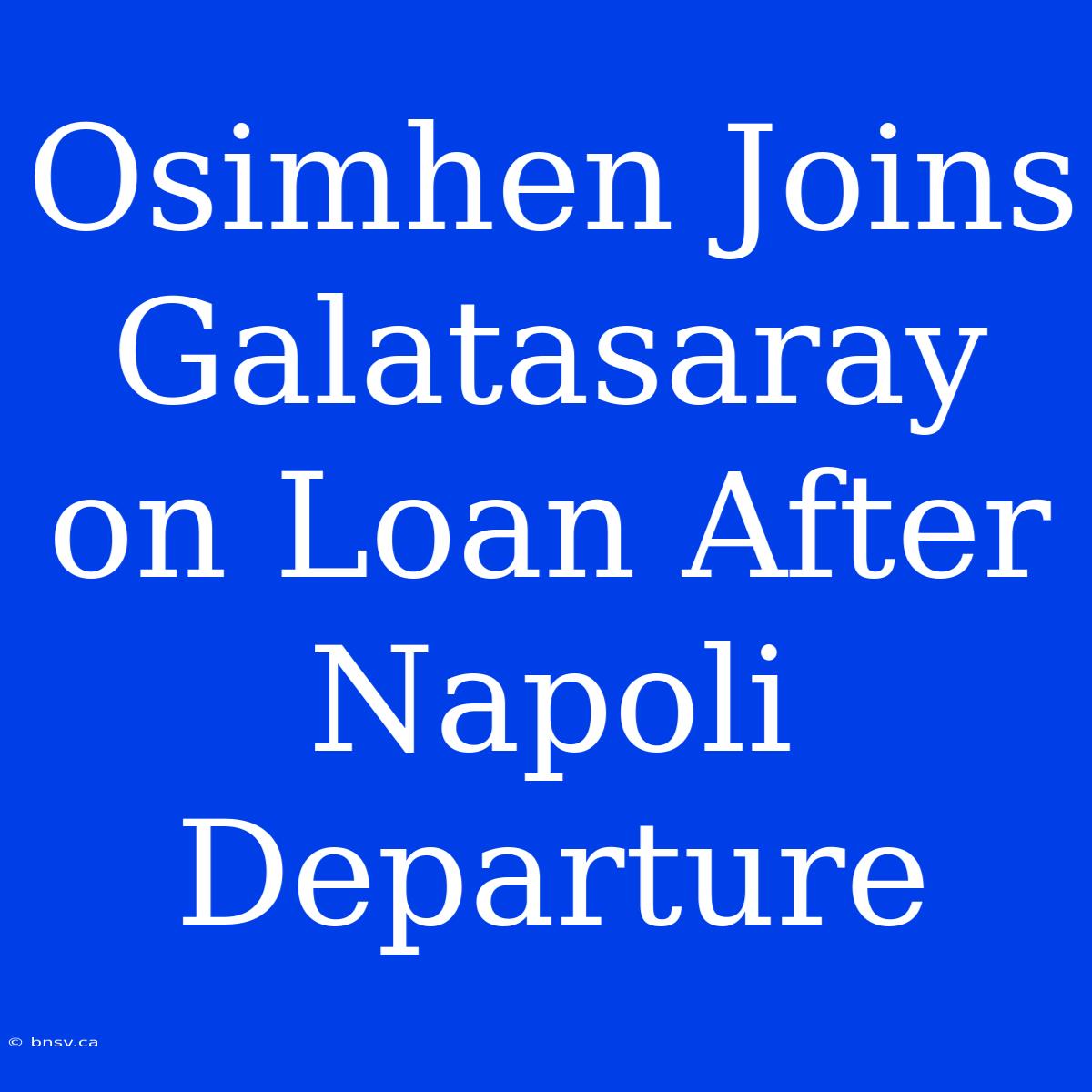 Osimhen Joins Galatasaray On Loan After Napoli Departure