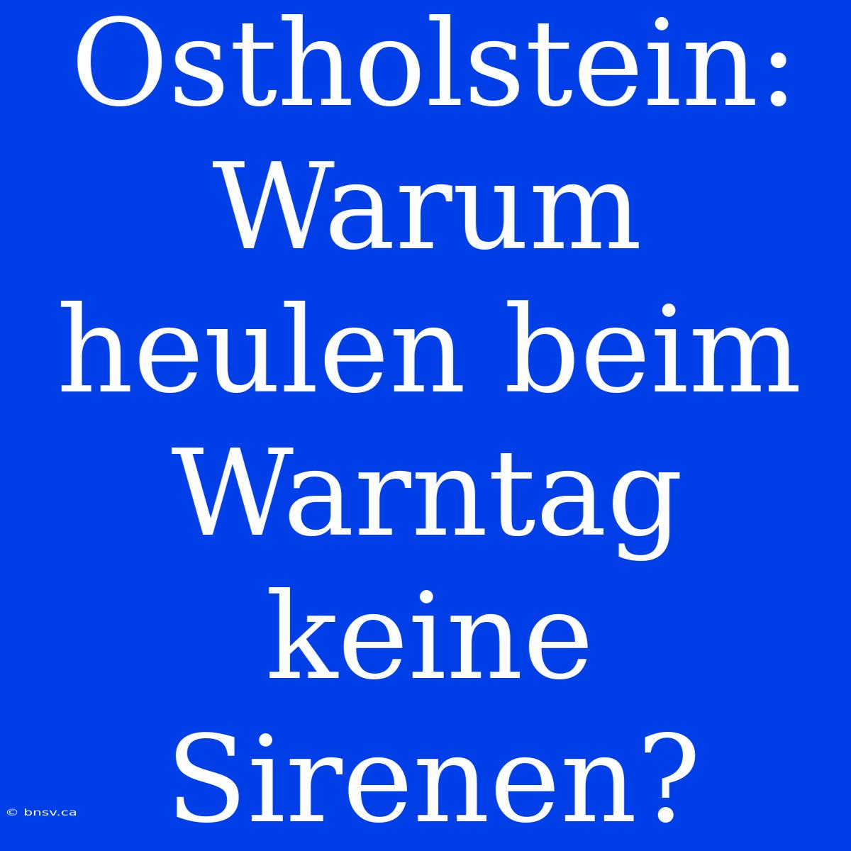 Ostholstein: Warum Heulen Beim Warntag Keine Sirenen?