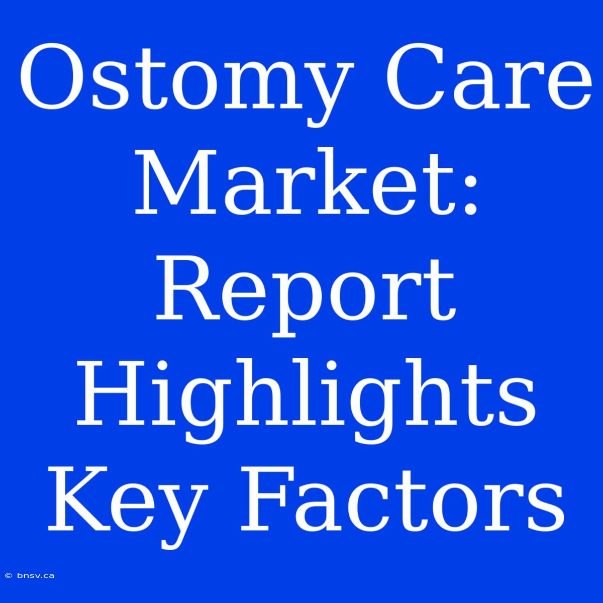 Ostomy Care Market:  Report Highlights Key Factors