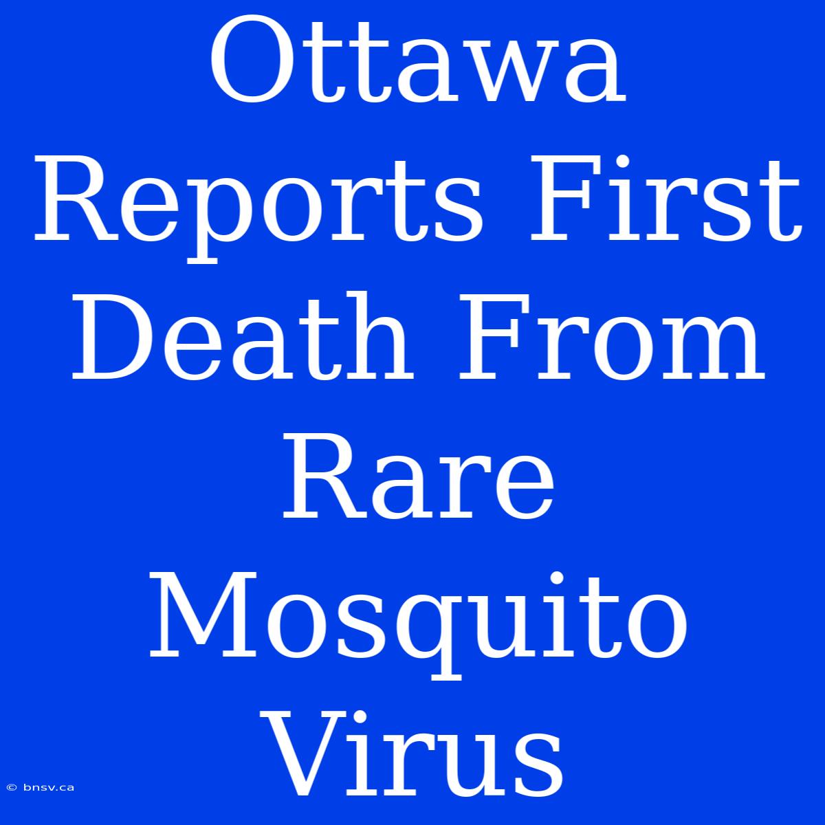 Ottawa Reports First Death From Rare Mosquito Virus