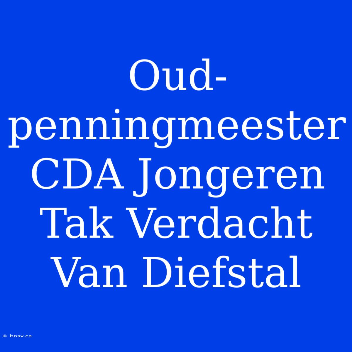 Oud-penningmeester CDA Jongeren Tak Verdacht Van Diefstal