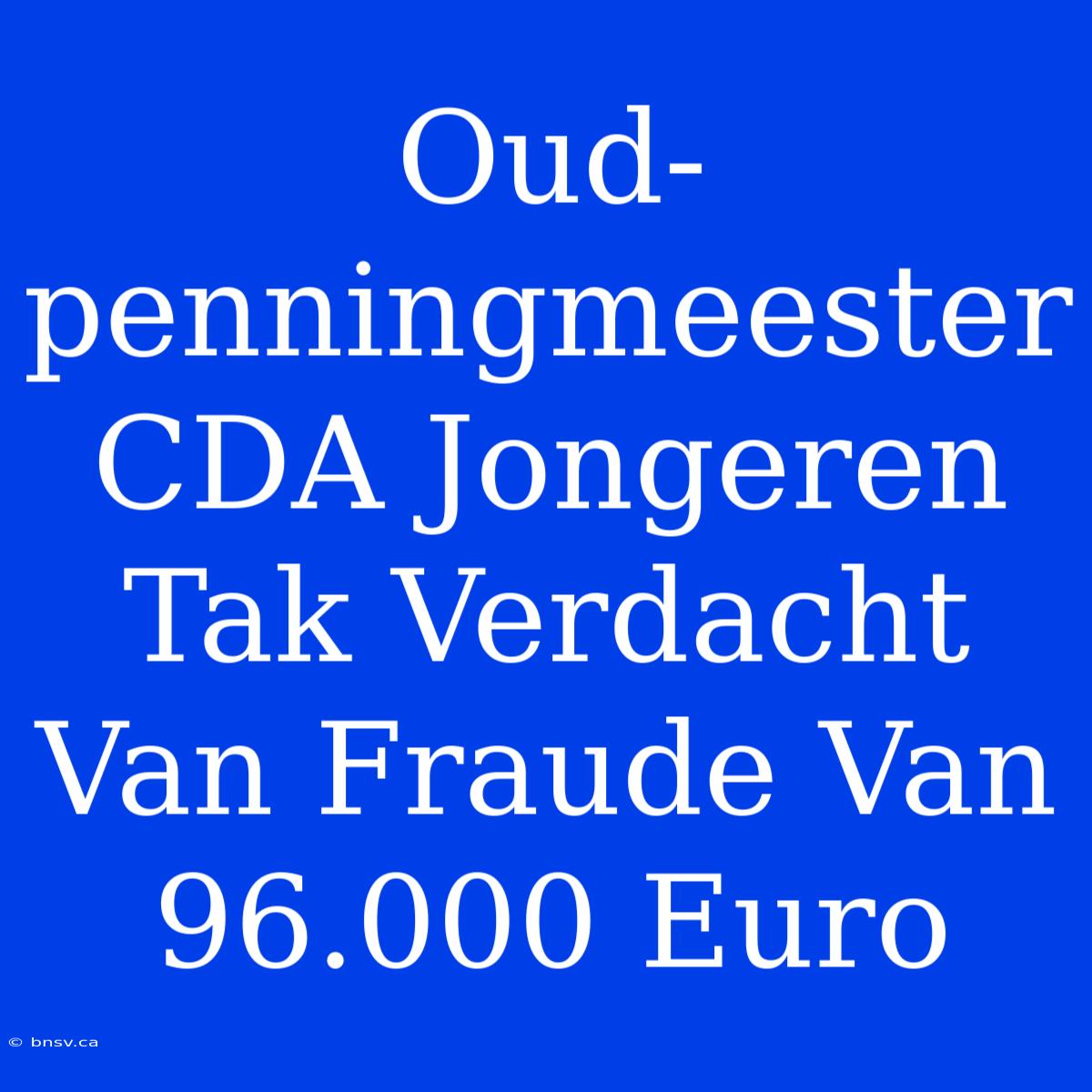 Oud-penningmeester CDA Jongeren Tak Verdacht Van Fraude Van 96.000 Euro