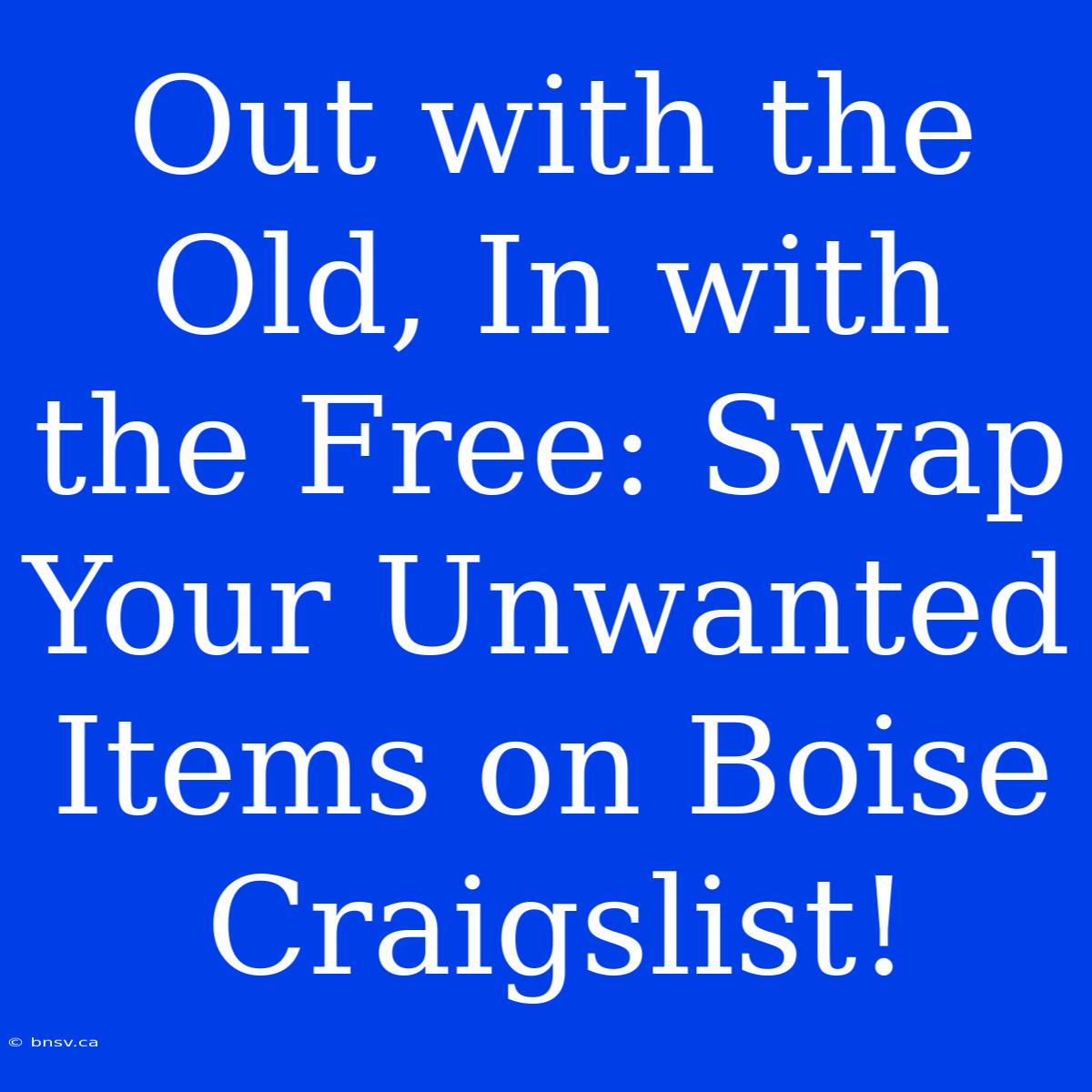 Out With The Old, In With The Free: Swap Your Unwanted Items On Boise Craigslist!