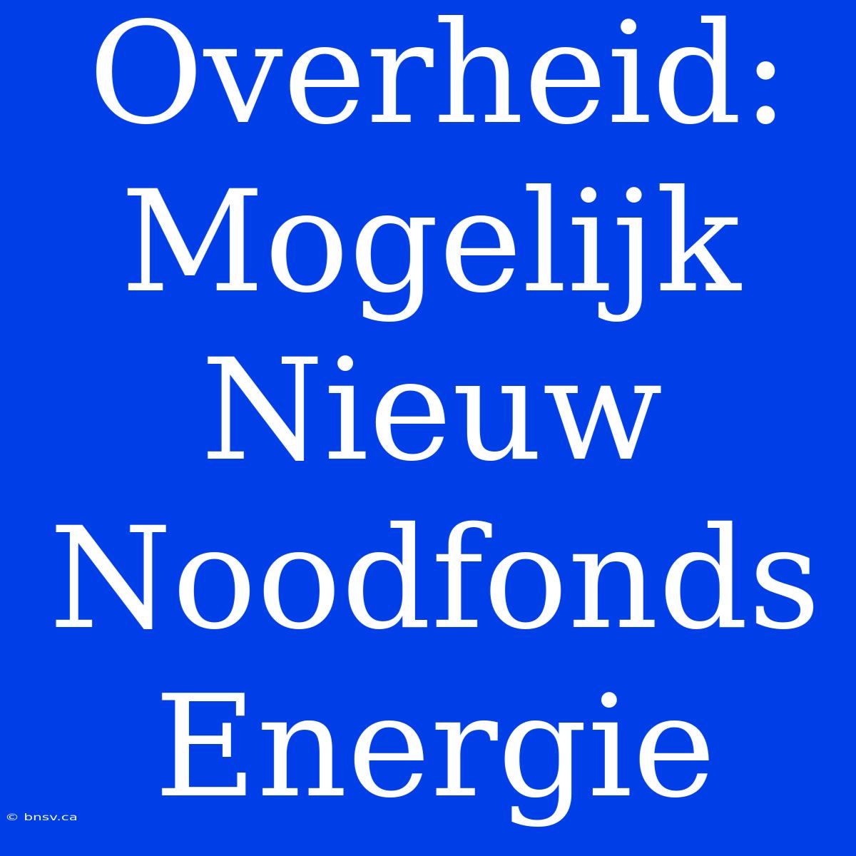 Overheid: Mogelijk Nieuw Noodfonds Energie