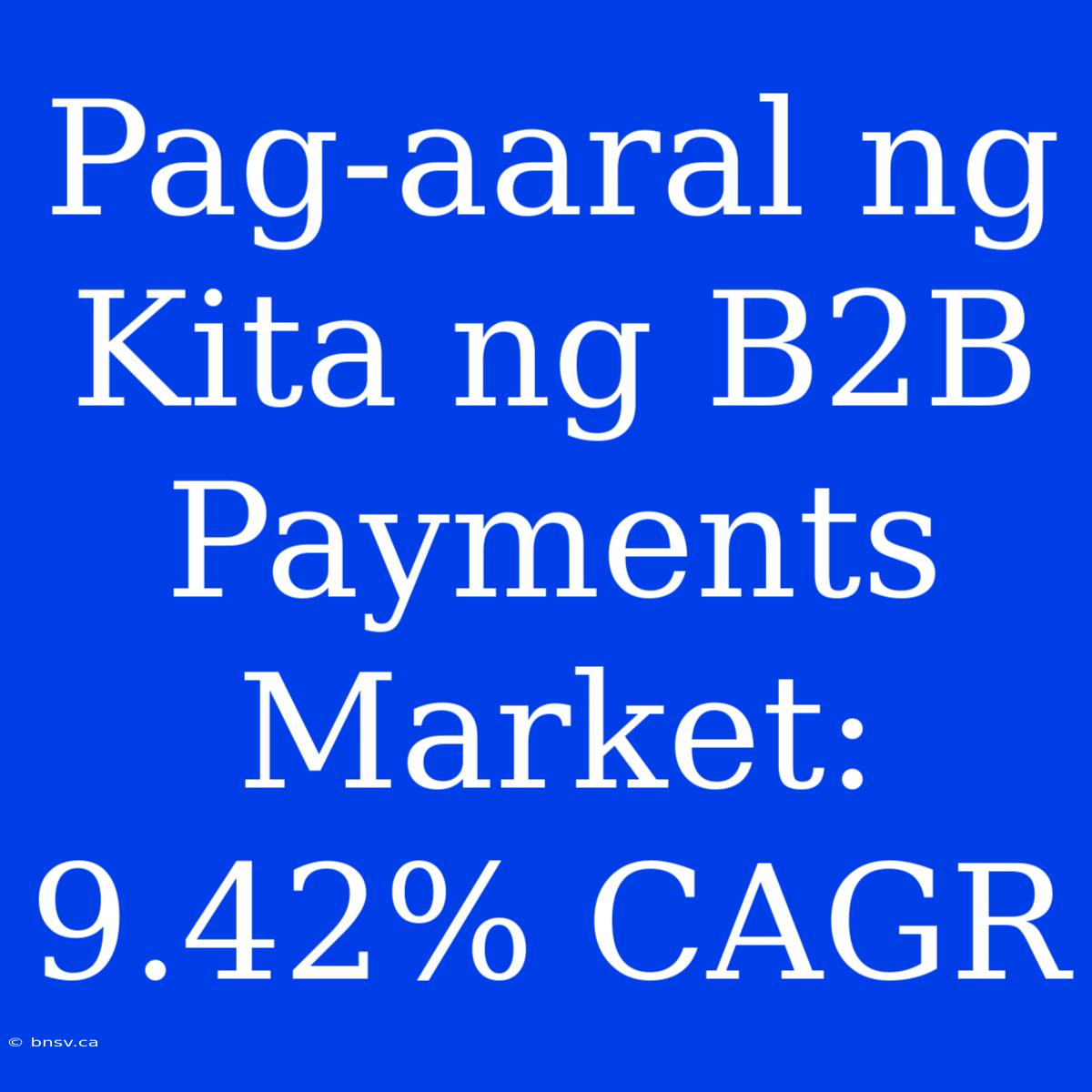 Pag-aaral Ng Kita Ng B2B Payments Market: 9.42% CAGR