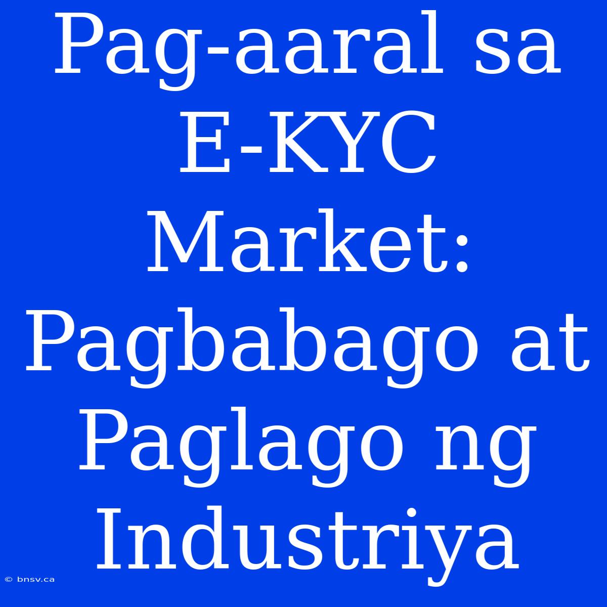 Pag-aaral Sa E-KYC Market: Pagbabago At Paglago Ng Industriya